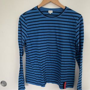 KULE Stripped Long Sleeve Shirt Cotton Blue Size Medium